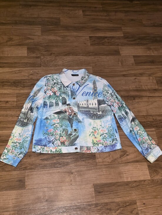 Jackets & Blazers - Venice Print Floral Denim Jacket - Blue